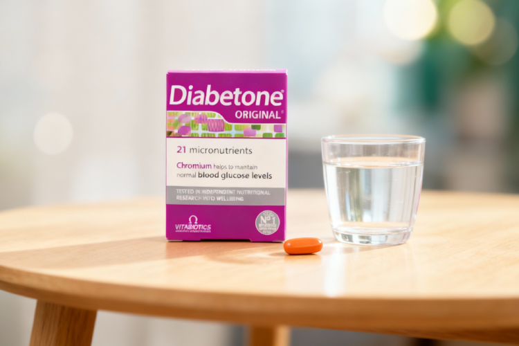 قرص دیابتون اورجینال کنار لیوان آب